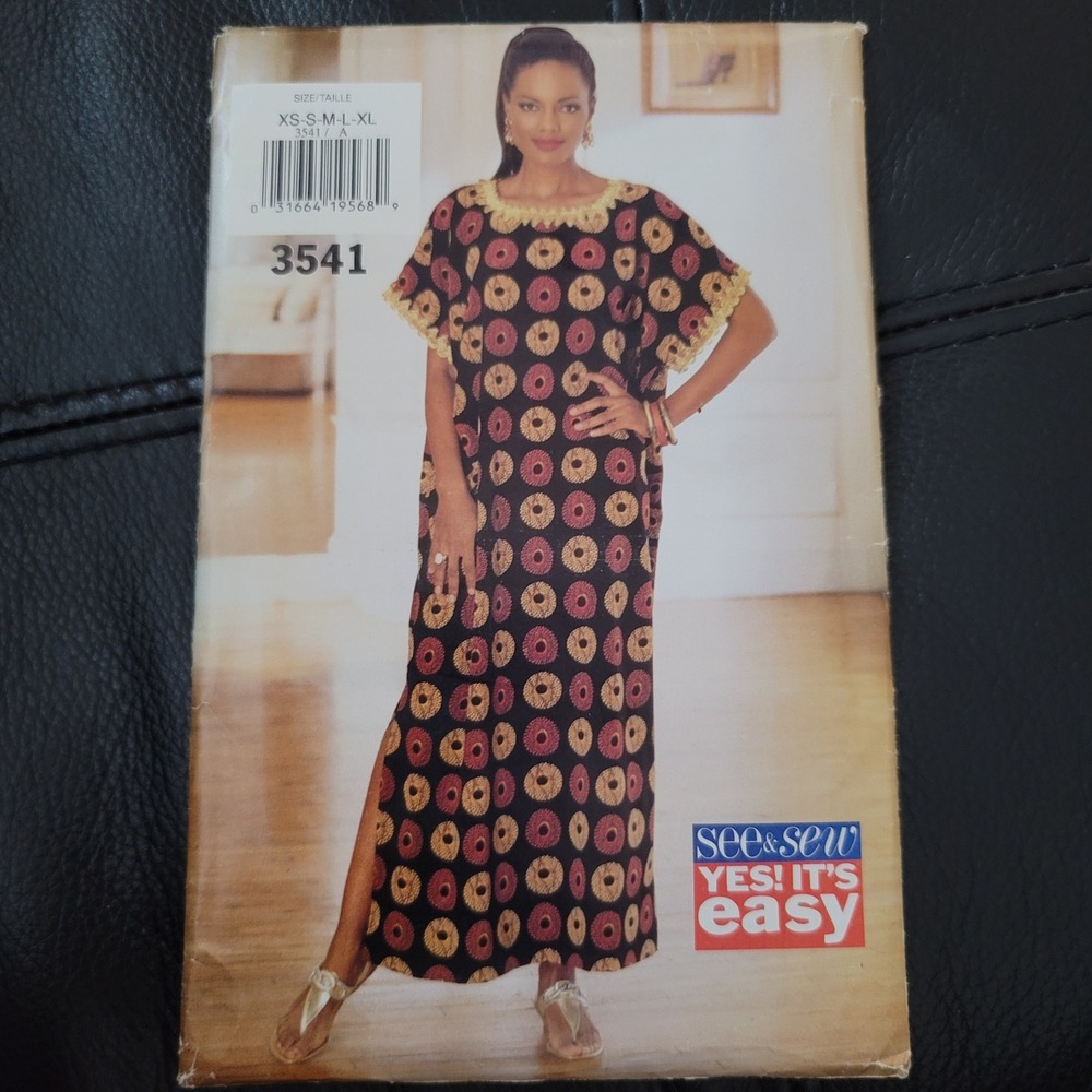 See & Sew Butterick 3541 Caftan Sewing Pattern XS-XL Uncut Factory Folded